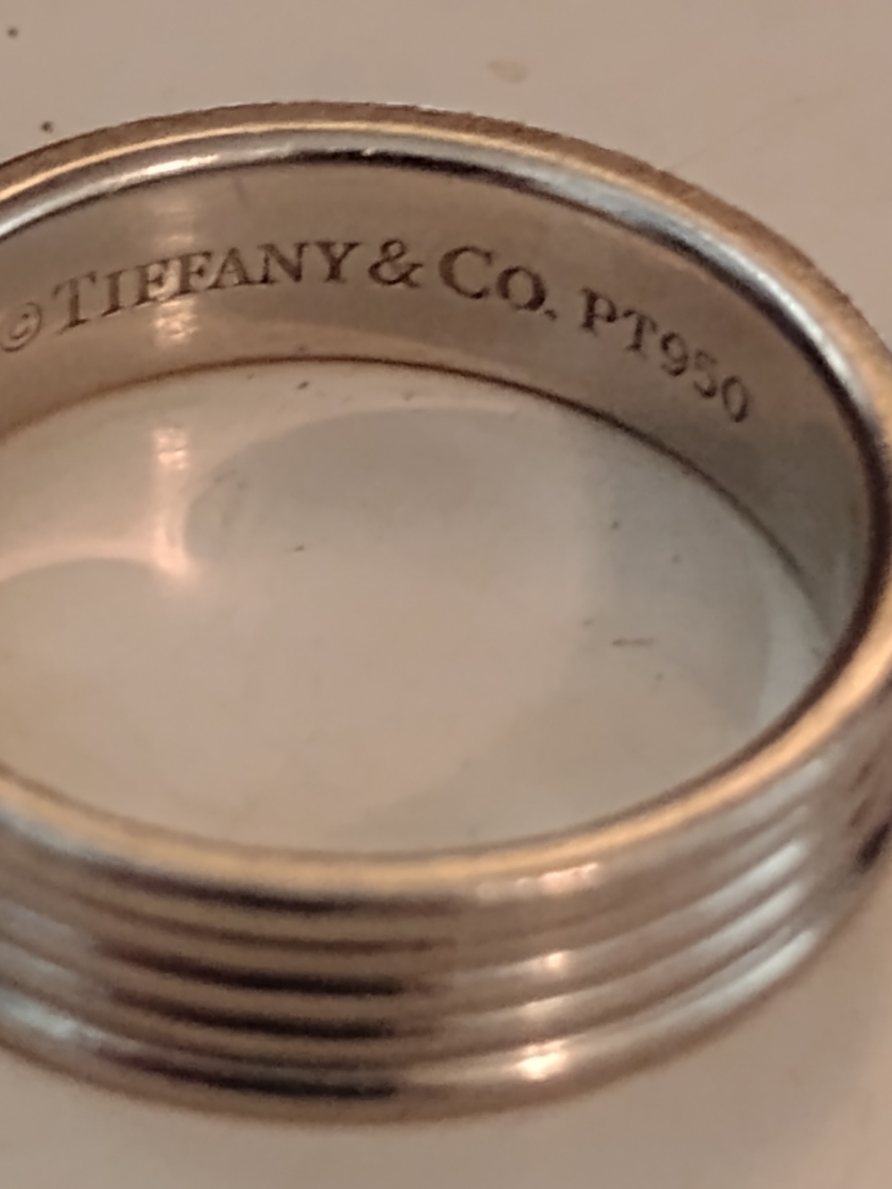 Tiffany & Co. Platinum Ribbed Band - Silver